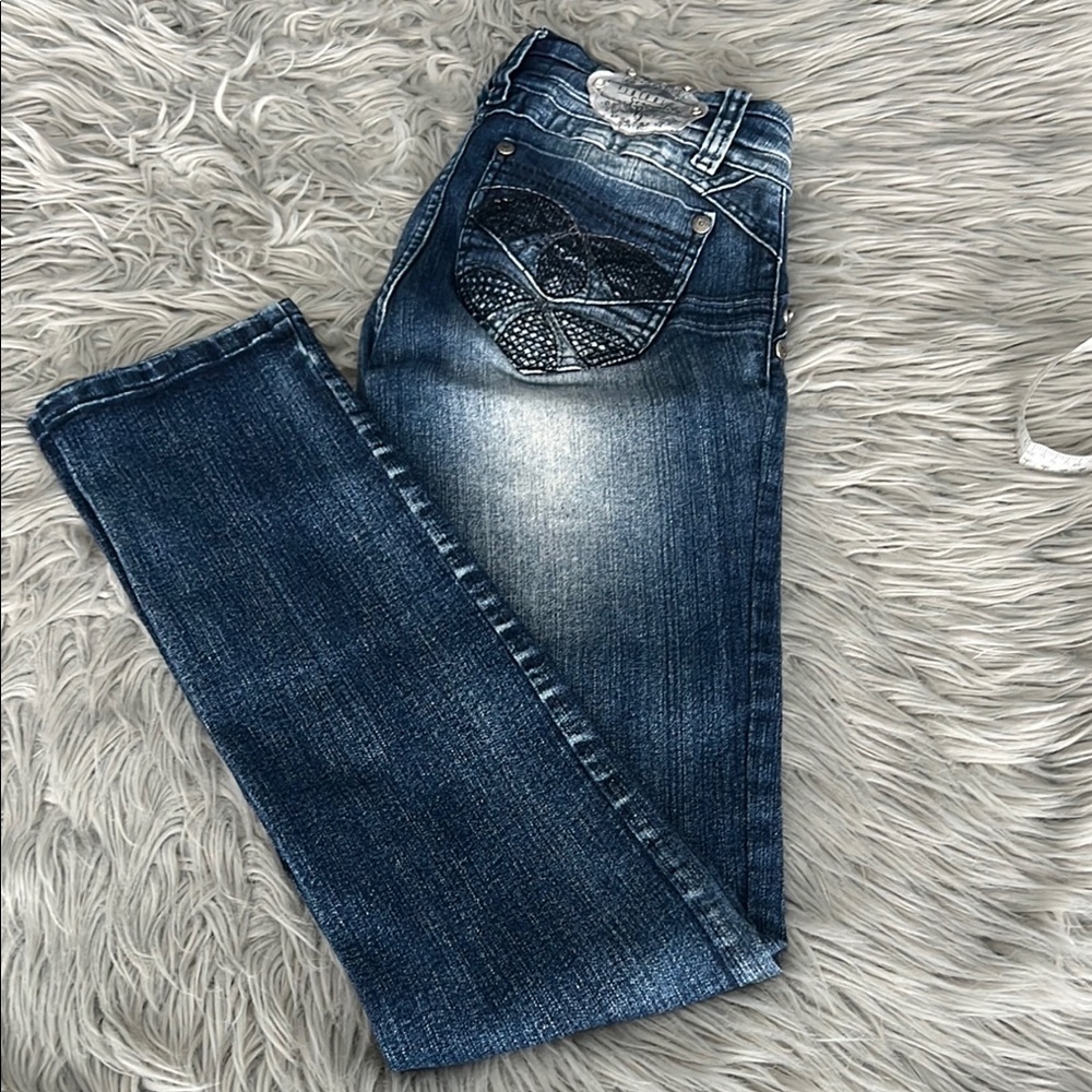 Blue Skinny Jeans with Stretch and Whiskering
